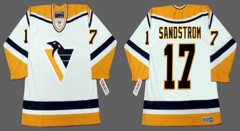 2019 Men Pittsburgh Penguins 17 Sandstrom White CCM NHL jerseys